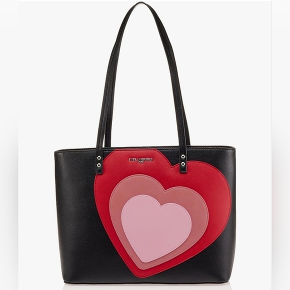🔹️Karl lagerfeld 🔹️Paris maybelle valentines HEART TOTE/ HANDBAG ✨️🖤 - Picture 1 of 6